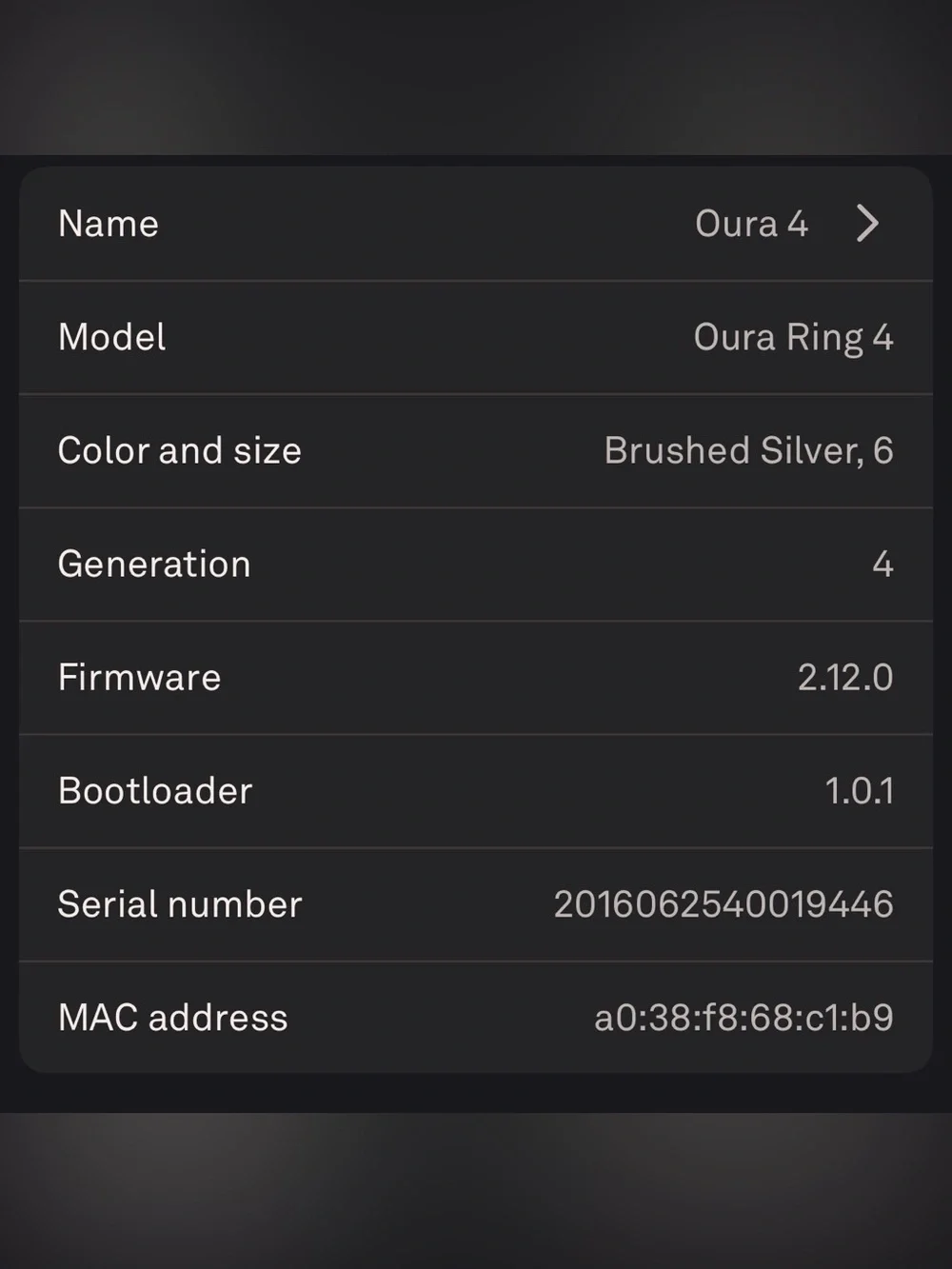 Oura Gen 4 Size 6 in Brushed Silver